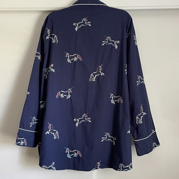 Printfresh Embroidered Unicorn Long Sleeve Pajama Sleep Top Plus Size 4X Blue - Picture 11 of 12